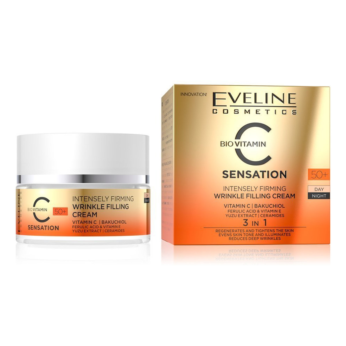 Eveline C Sensation Bio Vitamin Intensywnie ujędrniający Krem wypełniający zmarszczki 50+ 50ml