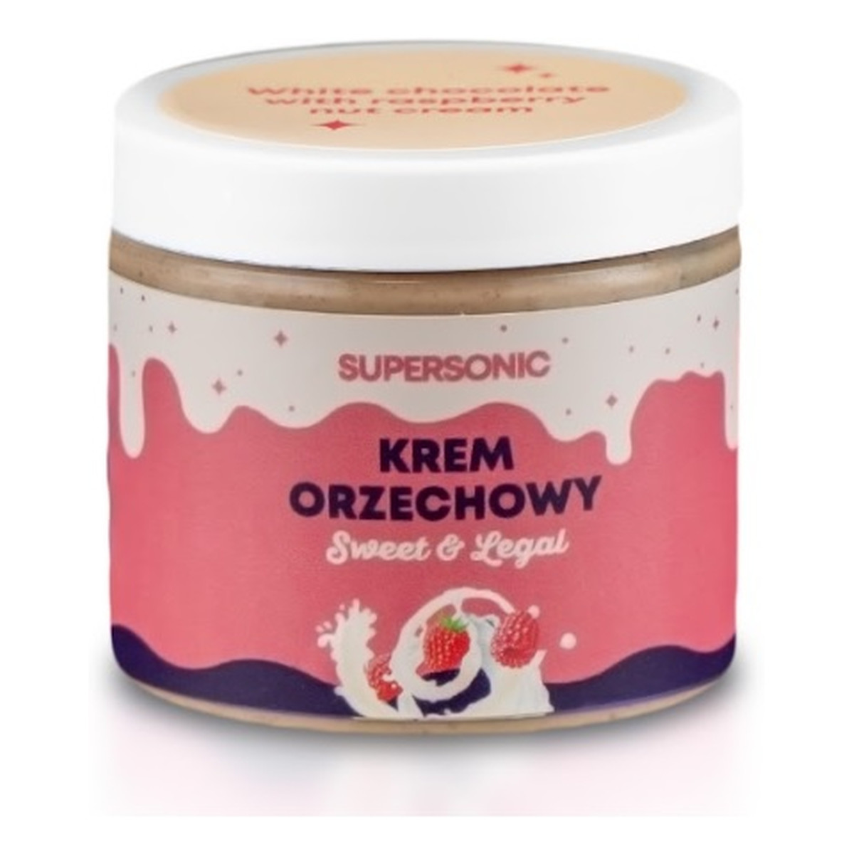 Supersonic Sweet&Legal orzechowy Krem proteinowy o smaku białej czekolady z malinami 160g