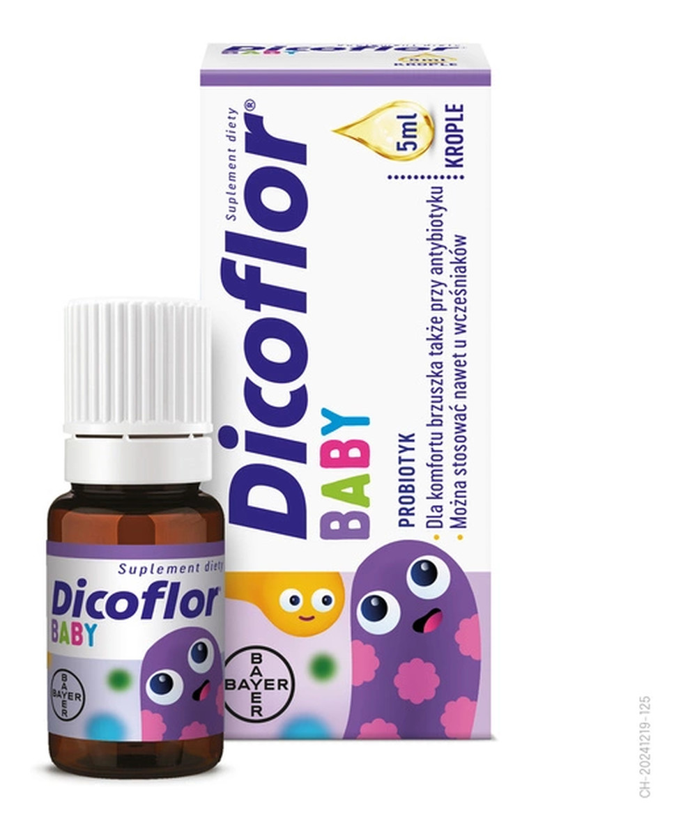 krople probiotyczne ze składnikami wspierającymi mikroflorę jelitową