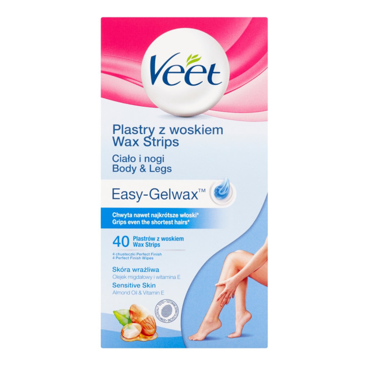 Veet Easy-Gelwax plastry z woskiem do depilacji ciała 40szt