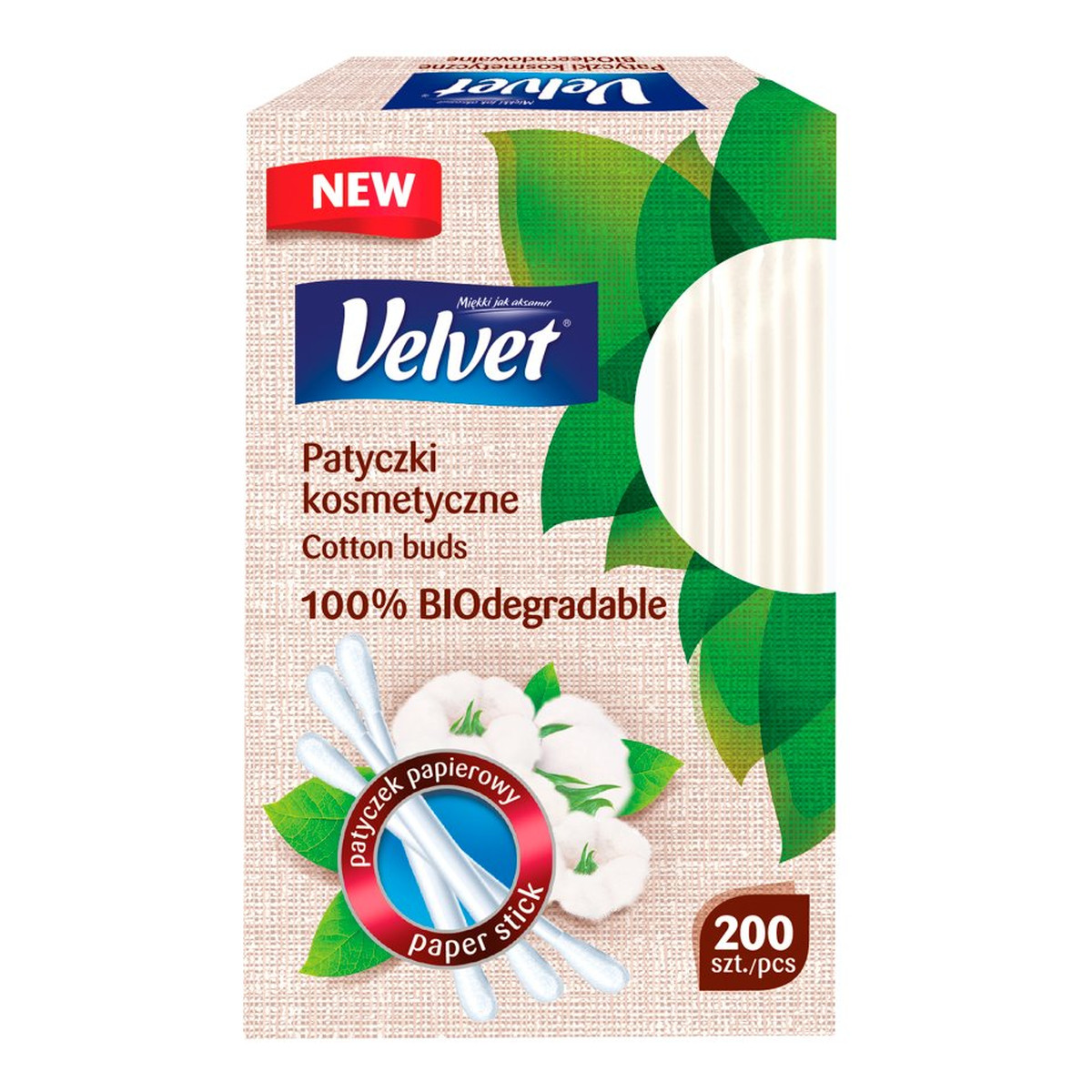 Velvet Patyczki kosmetyczne biodegradowalne 200szt