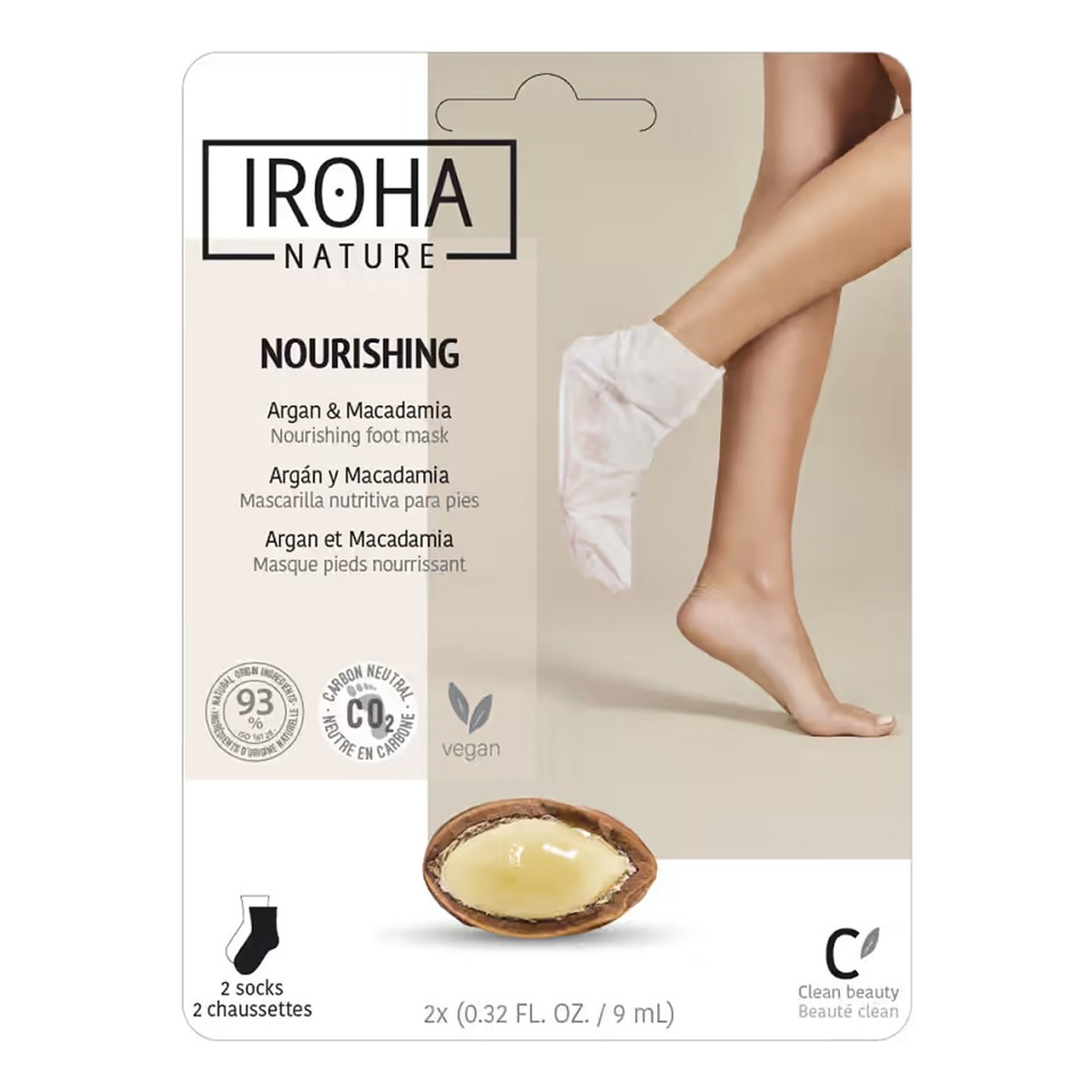 Iroha Nature Nourishing foot mask odżywcza maseczka do stóp w formie skarpet argan & macadamia 2x9ml 18