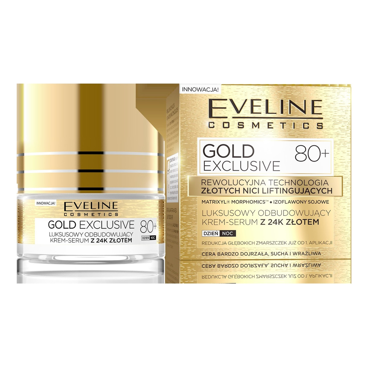 Eveline Gold Lift Expert 80+ KREM-SERUM DO TWARZY DZIEŃ/NOC ODBUDOWUJĄCY 50ml