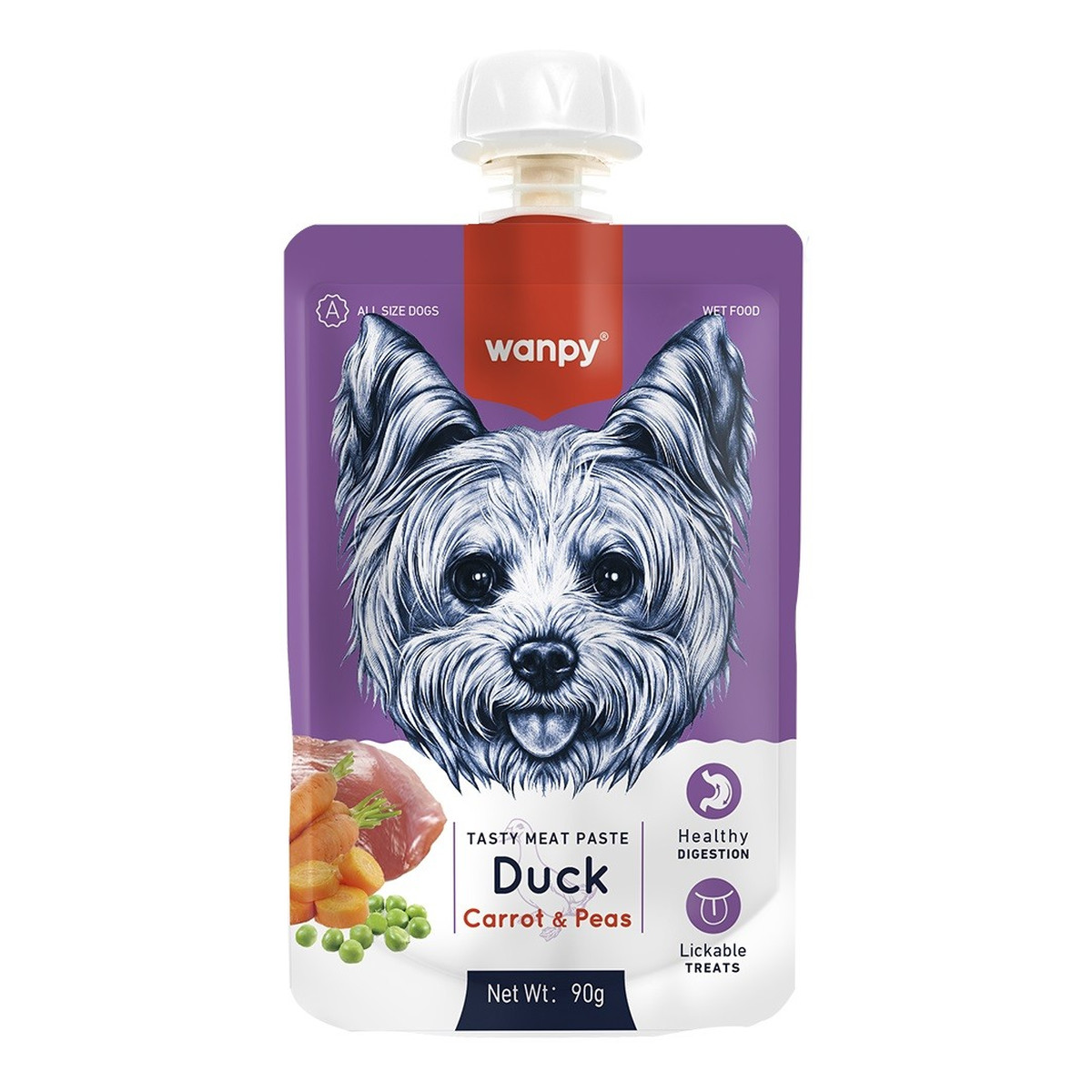 Wanpy Dogs Kremowa pasta dla psów-duck,carrot&peas (kaczka z marchewką i groszkiem) 90g