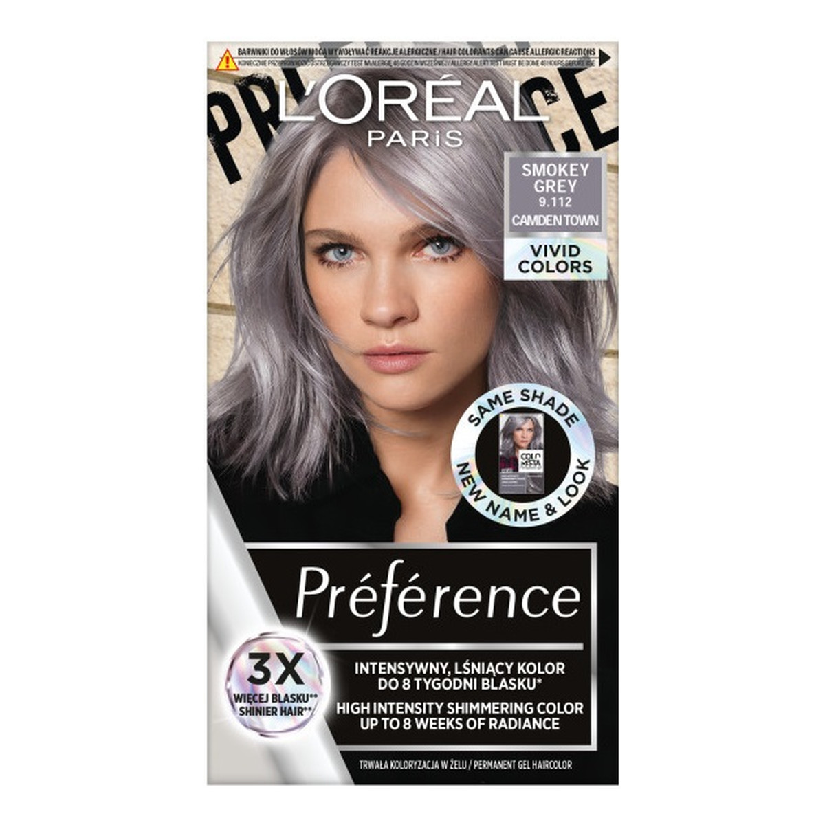 Loreal Preference vivid colors trwała farba do włosów 9.112 smokey grey
