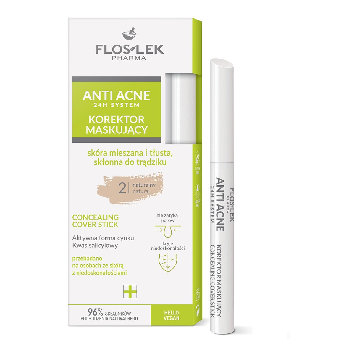 FlosLek Anti Acne 24h System Korektor maskujący skóra mieszana i tłusta skłonna do trądziku 1.33g