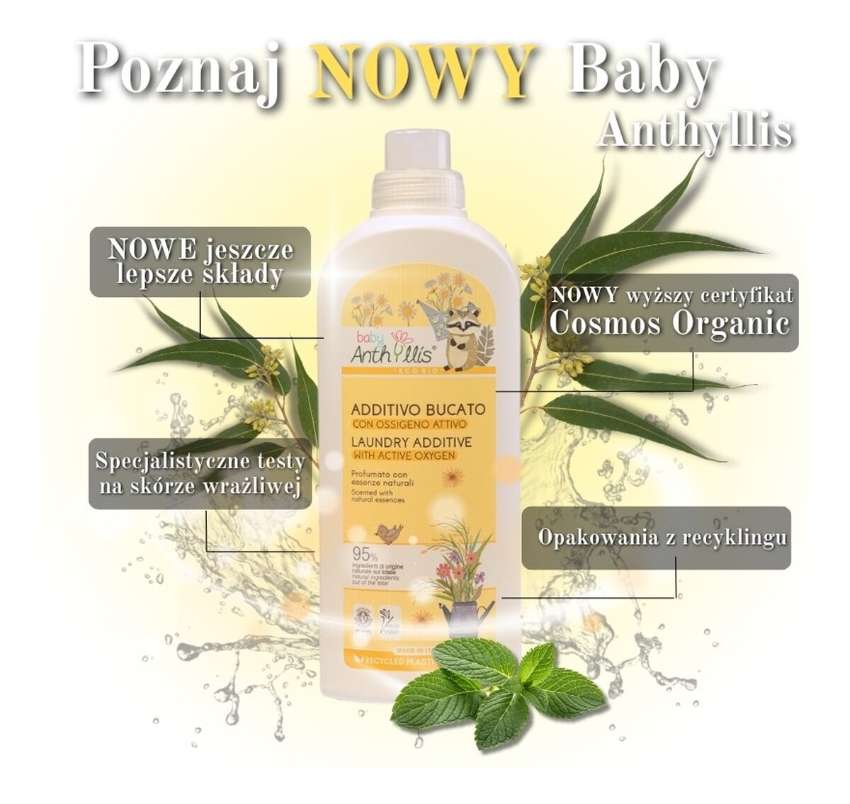 Eko dodatek do prania z aktywnym tlenem do odplamiania ubranek dziecięcych