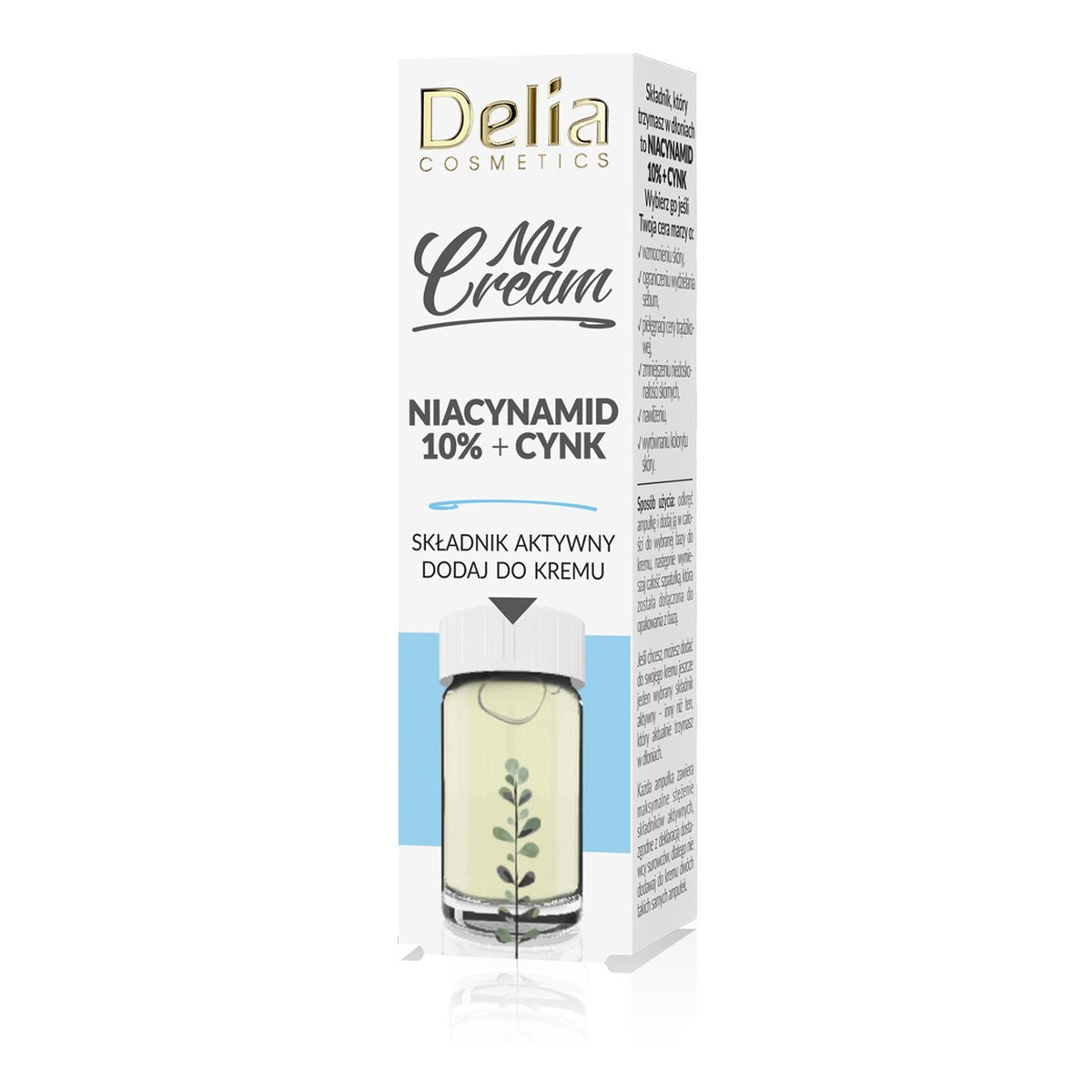 Delia My Cream Składnik aktywny Niacynamid 10% Cynk 5ml
