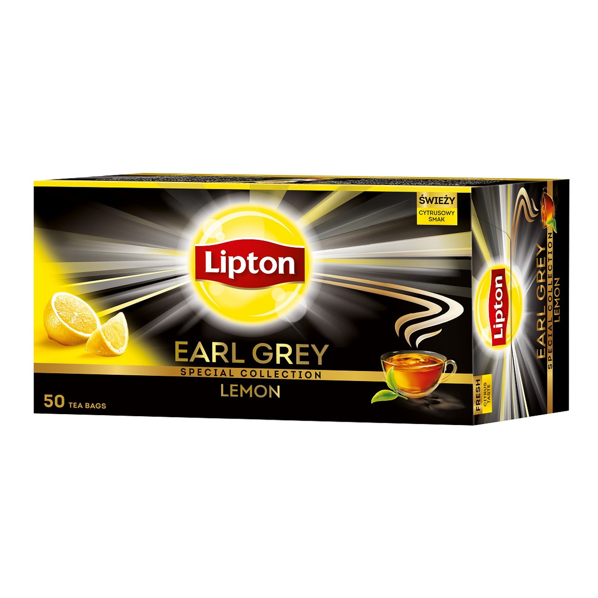 Lipton Earl Grey Lemon herbata czarna Cytryna 50 torebek 100g