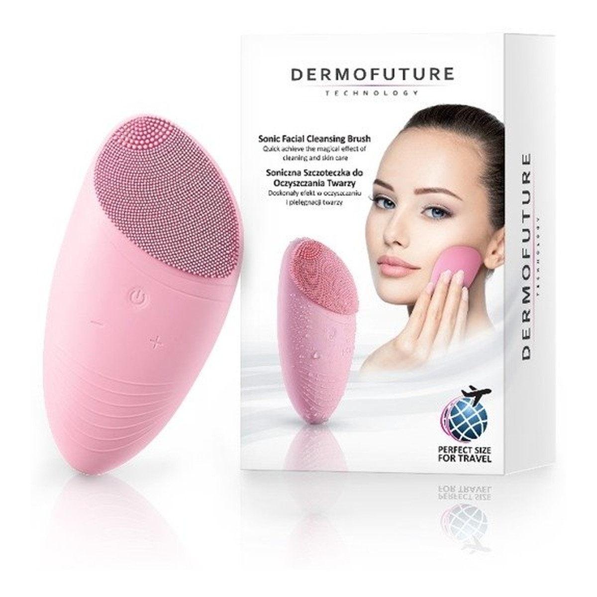 DermoFuture Technology Szczoteczka soniczna do oczyszczania twarzy różowa 1szt