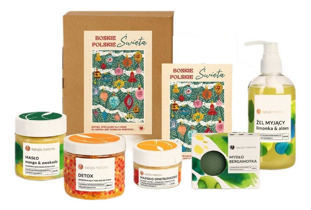 Zestaw masło do ciała mango i awokado 120g + mazidło opatrunkowe na otarcia i oparzenia 50ml + peeling do ciała detox 200ml + żel myjący limonka i aloes 250ml + mydło bergamotka 100g