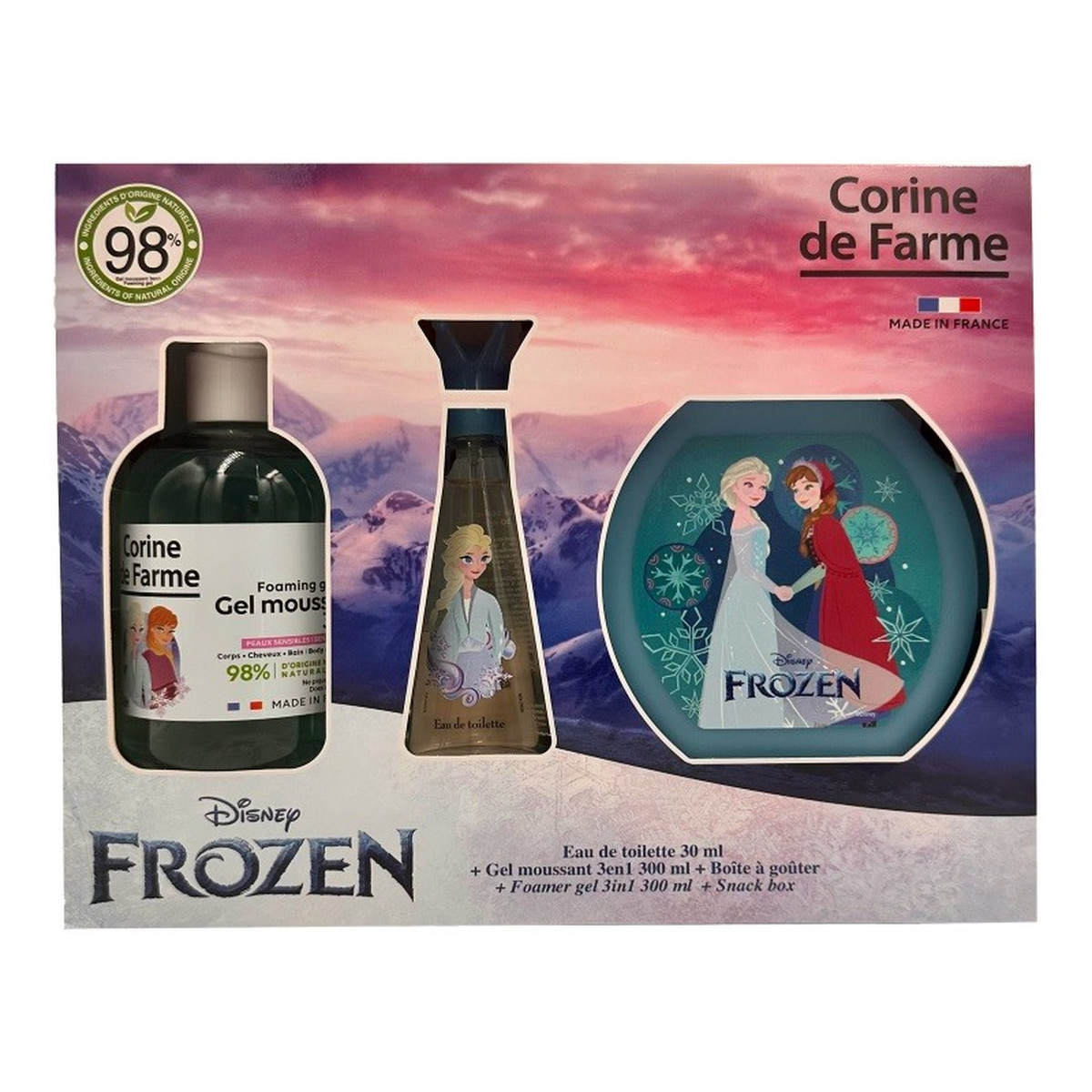 Forte Sweeden CORINE DE FARME Disney Zestaw prezentowy frozen (woda toaletowa 30ml + żel pieniący 3w1 300ml + pudełko na przekąski)