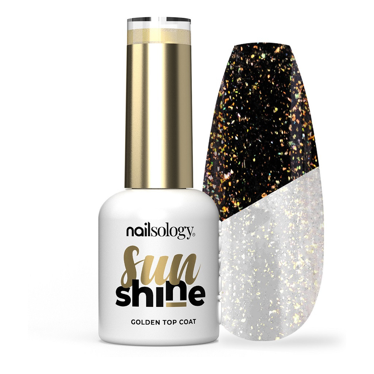 Clavier Nailsology Sun Shine brokatowy top hybrydowy Złoty 8ml