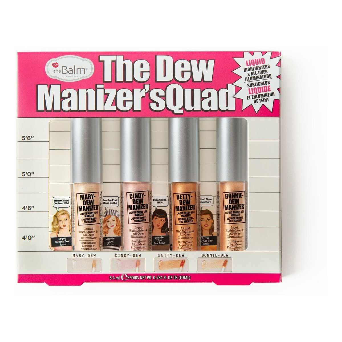 the Balm The Dew Manizer's Quad Zestaw płynnych rozświetlaczy do makijażu 8ml