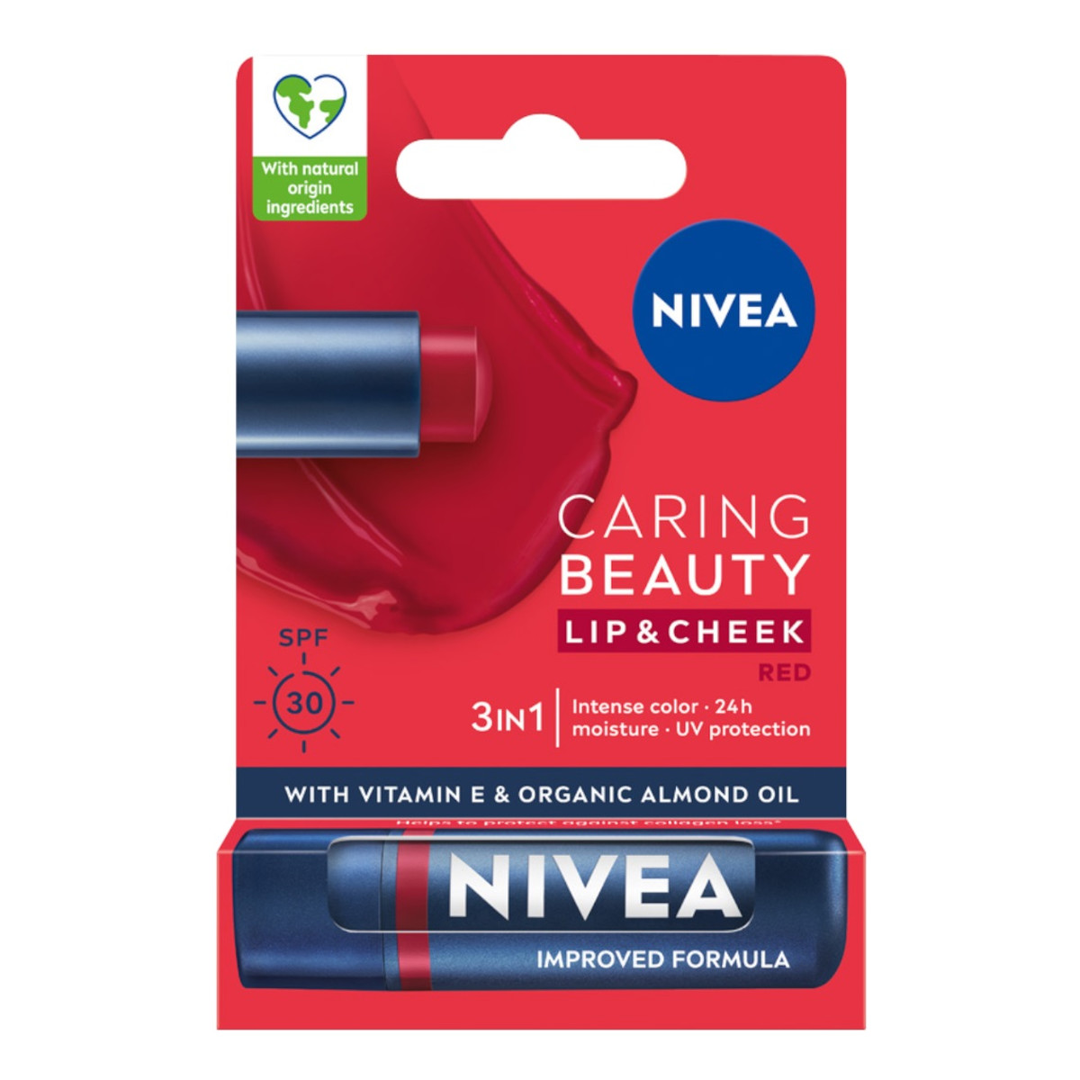 Nivea Caring Beauty Pielęgnująca Pomadka do Ust 3w1 Red 4.8g