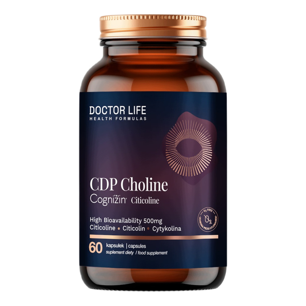 Doctor Life CDP Choline Cognizin Citicoline suplement diety 60 Kapsułek 500mg