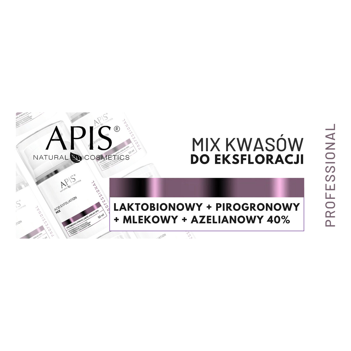 Apis Exfoliation Acid mix kwasów do eksfoliacji Laktobionowy + Pirogronowy + Mlekowy + Azelainowy 40% 50ml