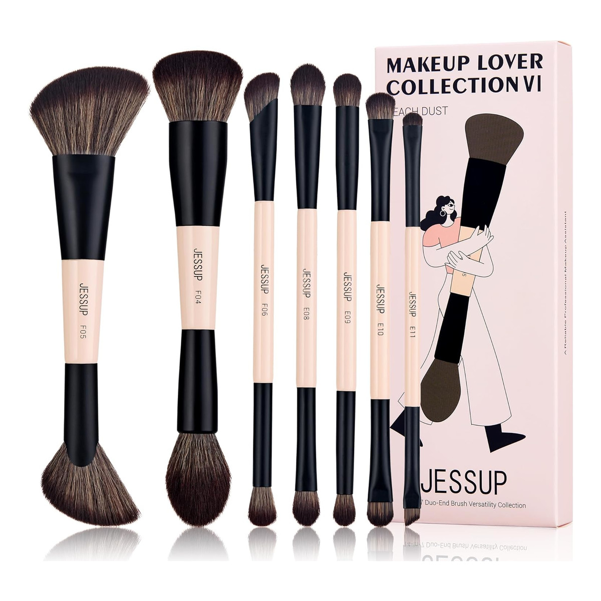 JESSUP Duo-End Brush Dwustronne pędzle do makijażu 7szt