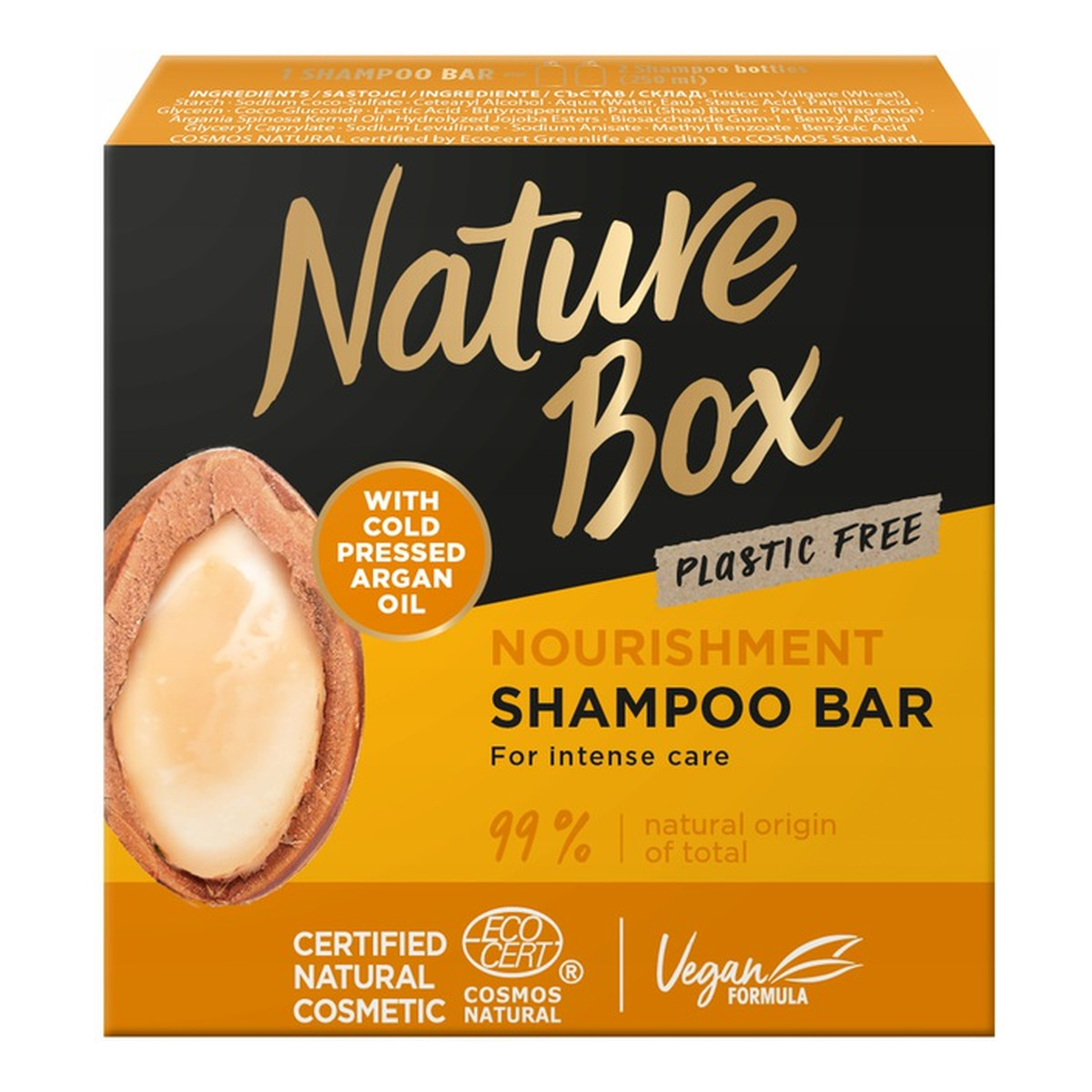 Nature Box Nourishment shampoo bar odżywczy szampon do włosów w kostce z olejkiem arganowym 85g