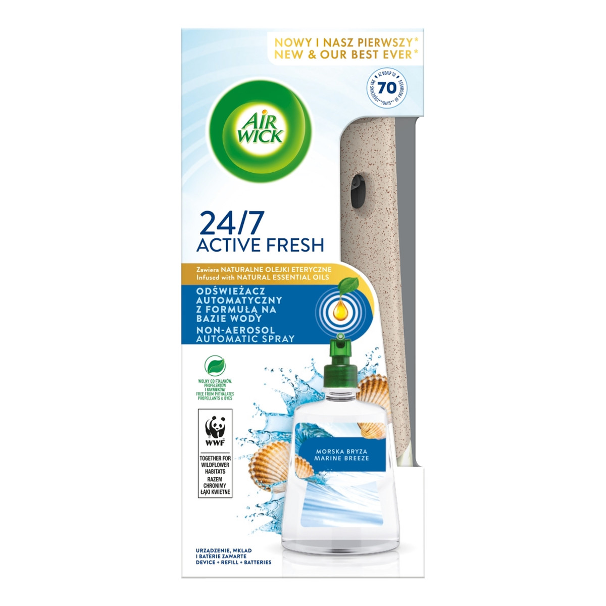 Air Wick Active Fresh odświeżacz automatyczny z formułą na bazie wody i wkład morska bryza 228ml