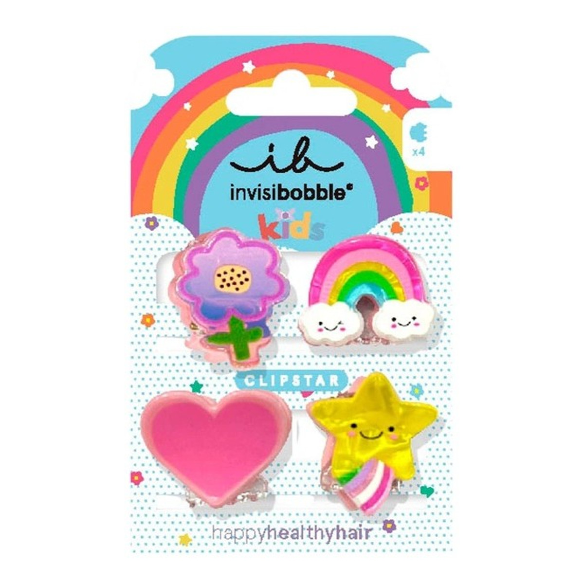 Invisibobble Clipstar Kids zestaw mini klamer do włosów Happy World 4szt.