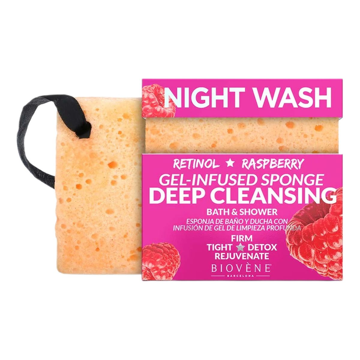 Biovene Night Wash głęboko oczyszczająca gąbka z retinolem i Żelem malinowym 75g 75g