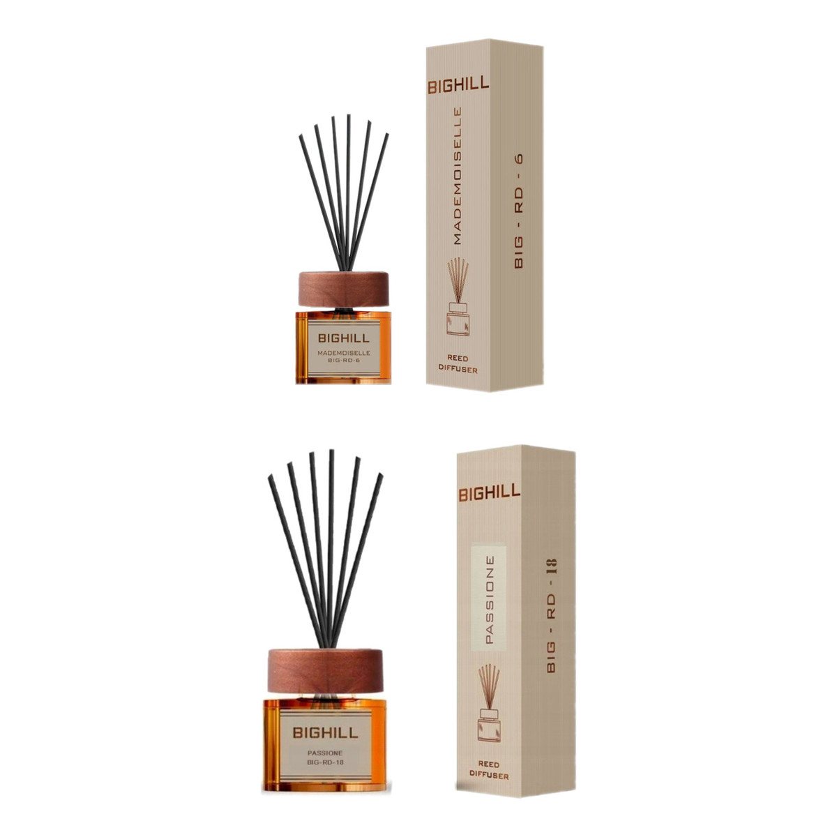 Bighill Ekskluzywny dyfuzor zapachowy z patyczkami Mademoiselle + Passione 2x120ml