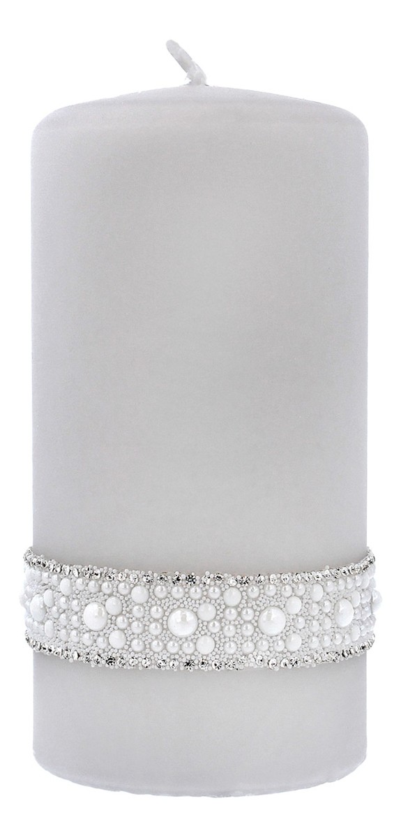 Świeca ozdobna Crystal Pearl - walec średni szary