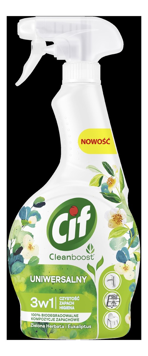 Cif cleanboost 3w1 uniwersalny płyn do czyszczenia zielona herbata