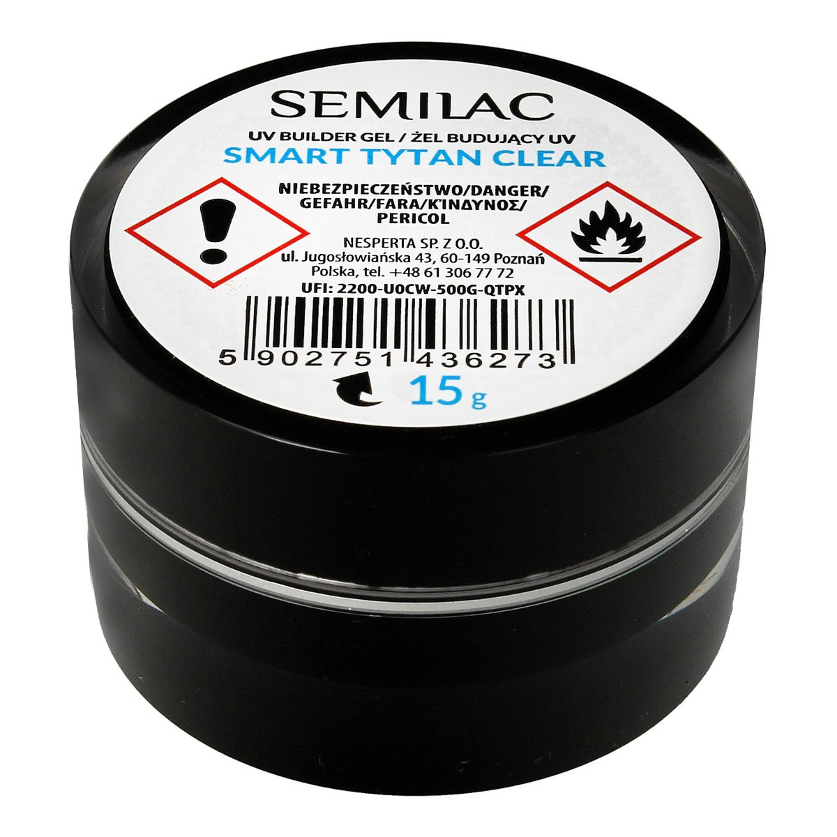 Semilac Smart Tytan Żel UV budujący do paznokci - clear 15ml