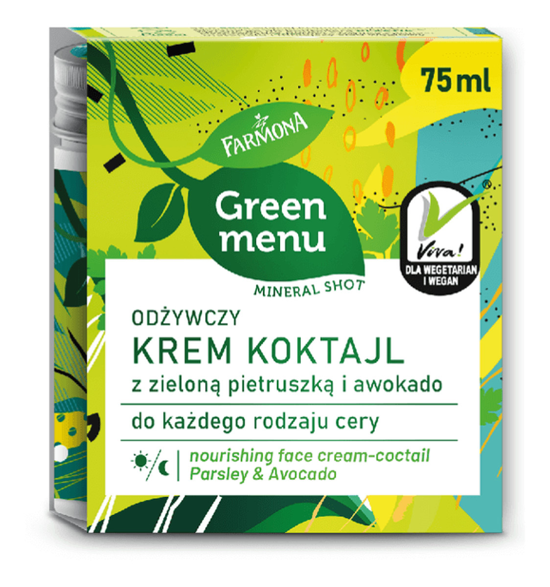 Odżywczy Krem Koktajl z zieloną pietruszką i awokado na dzień i noc - każdy rodzaj cery