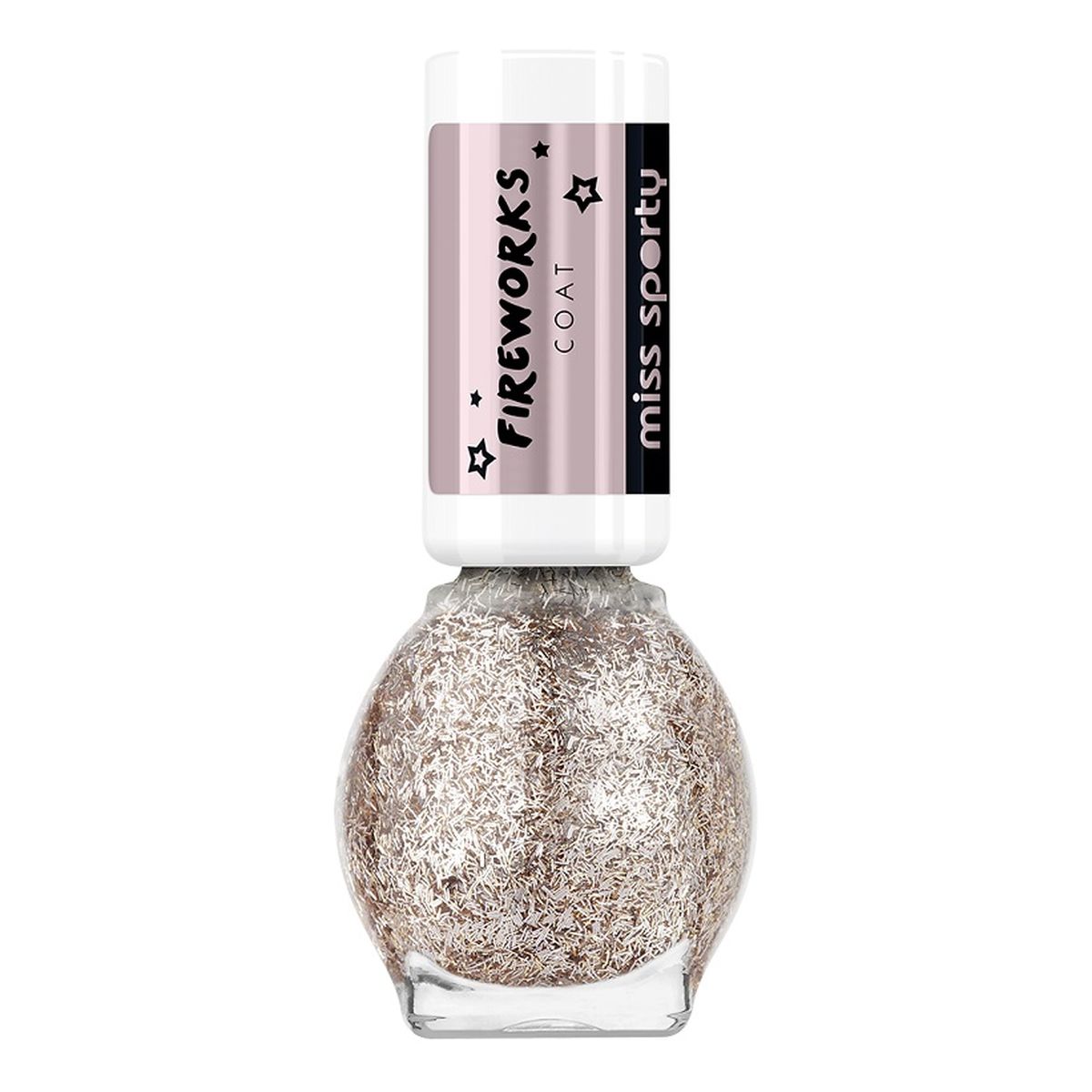 Miss Sporty Fireworks Coat lakier do paznokci z płatkami złota 3 The Glitters 7ml
