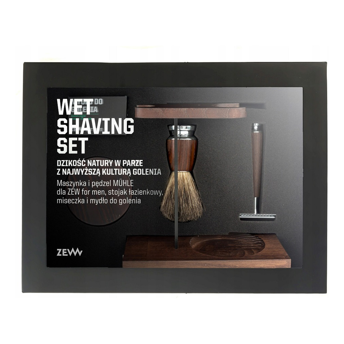 Zew For Men Wet Shaving Zestaw maszynka do golenia + pędzel do golenia + miseczka + stojak na pędzel i maszynkę + mydło do golenia 85ml