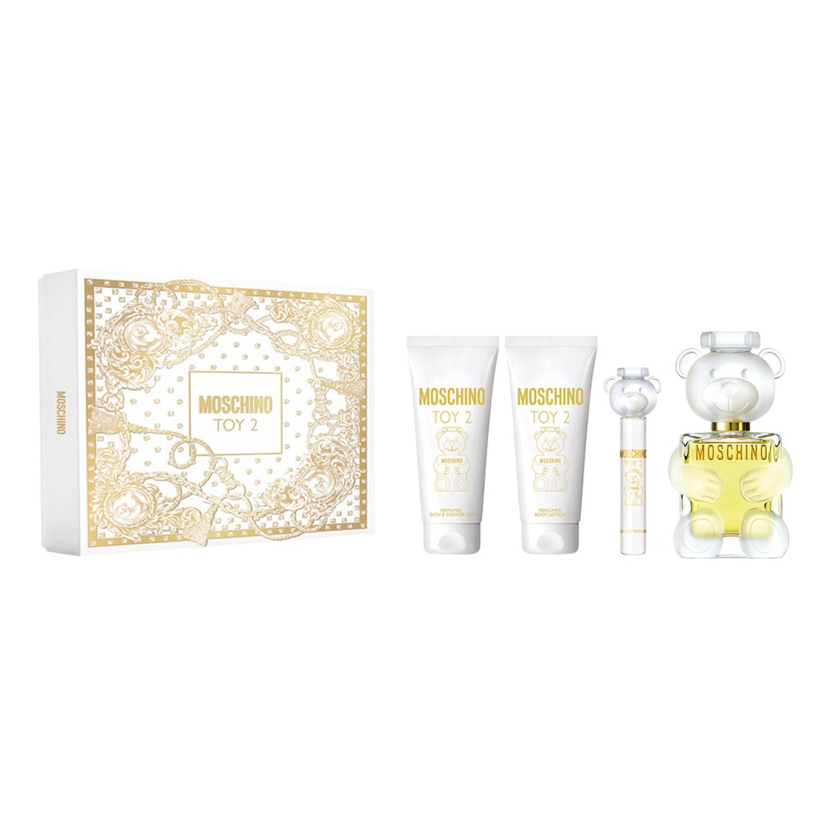 Moschino Toy 2 Zestaw woda perfumowana spray 100ml + woda perfumowana spray 10ml + żel pod prysznic 100ml + balsam do ciała 100ml