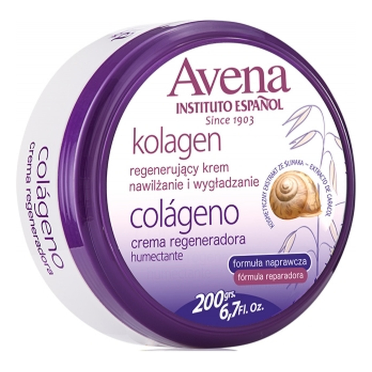 Instituto Espanol Avena Collagen Regenerujący Krem Do Ciała i Rąk Z Kolagenem i Ekstraktem Ze Ślimaka 200ml