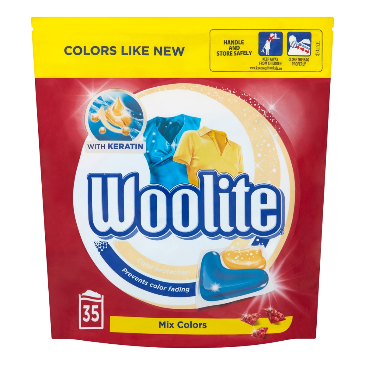 Woolite Mix Colors kapsułki do prania ochrona koloru z keratyną 35szt