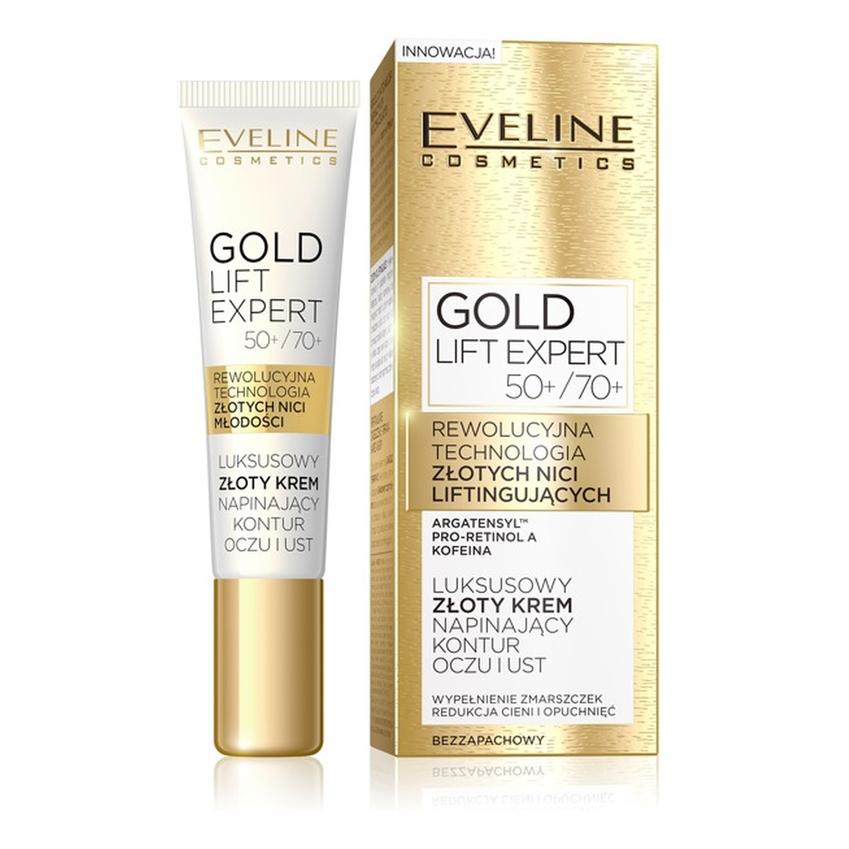 Eveline Gold Lift Expert Luksusowy złoty krem napinający kontur oczu i ust 50+/70+ 15ml