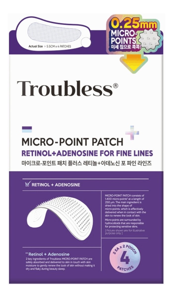 Micro-point patch retinol+adenosine for fine lines plastry na drobne zmarszczki na noc 9szt