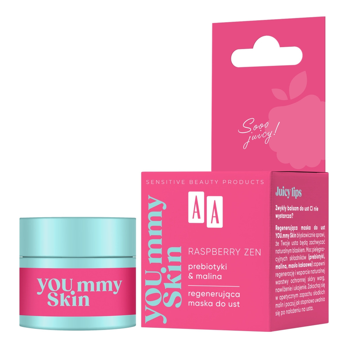 AA YOU.mmy Skin raspberry zen regenerująca maska do ust 10g