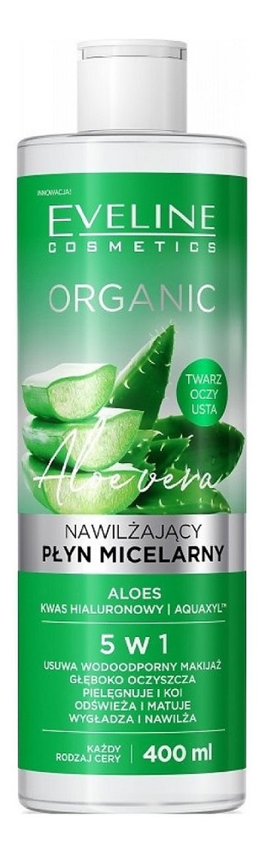 Organic aloe vera nawilżający płyn micelarny 5w1 do każdego rodzaju cery aloes