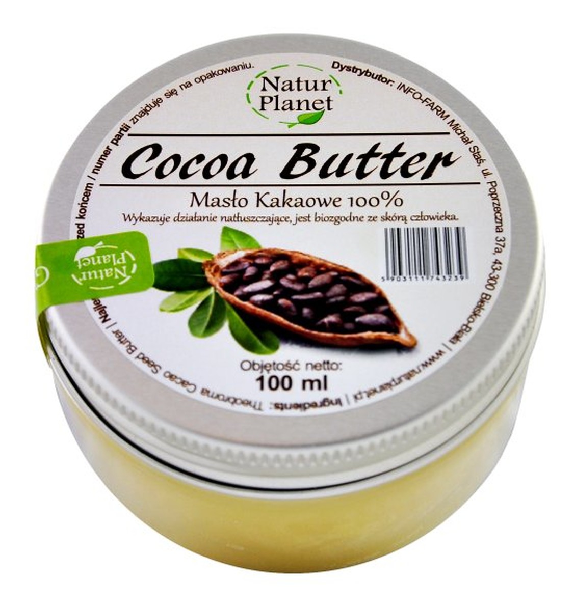 Masło kakaowe tloczone na zimno- mocno nawilżające i regenerujące, przyspieszające opalanie COCOA BUTTER
