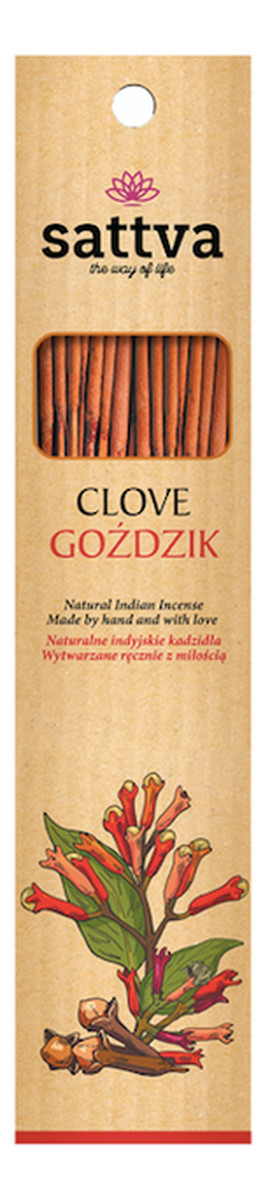 Naturalne Indyjskie Kadzidła Wytwarzane Ręcznie Z Miłością Goździk 15szt x4