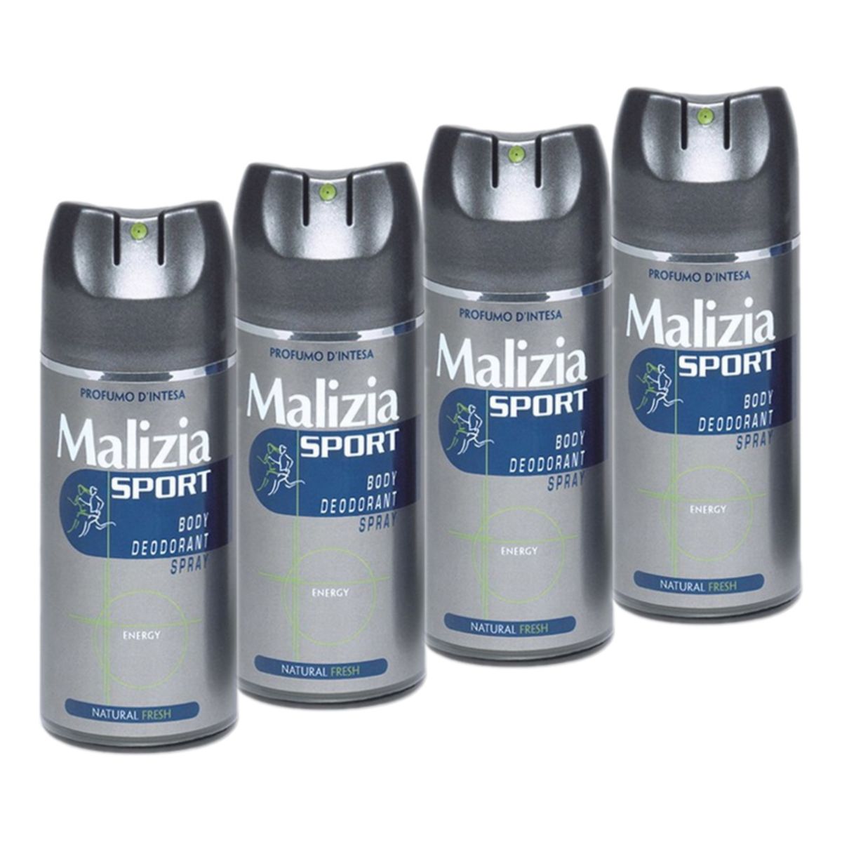 Malizia Sport Body Dezodorant w Spray dla aktywnych UNISEX 4szt.