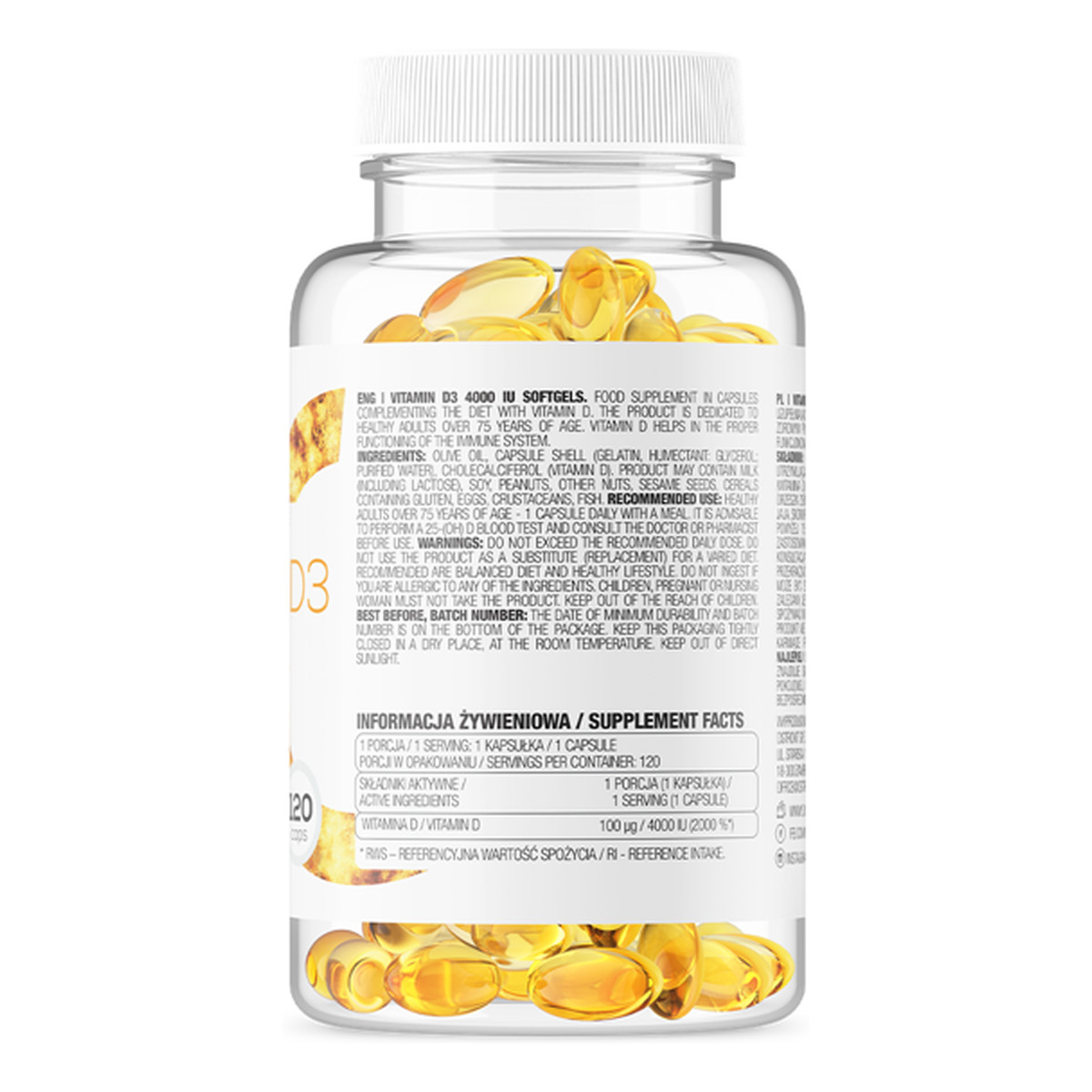 OstroVit Witamina D3 4000 IU 120 kapsułek