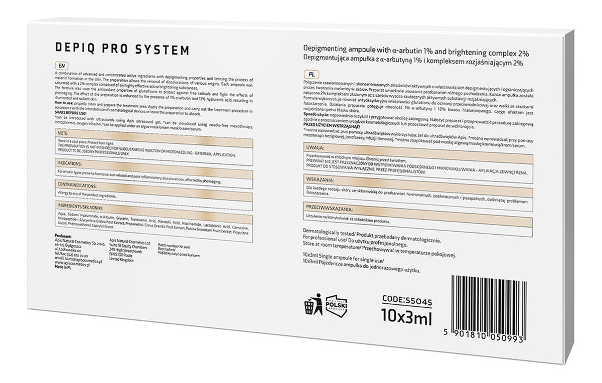 depigmentująca ampułka z α-arbutyną 1% i kompleksem rozjaśniającym 2% 10x