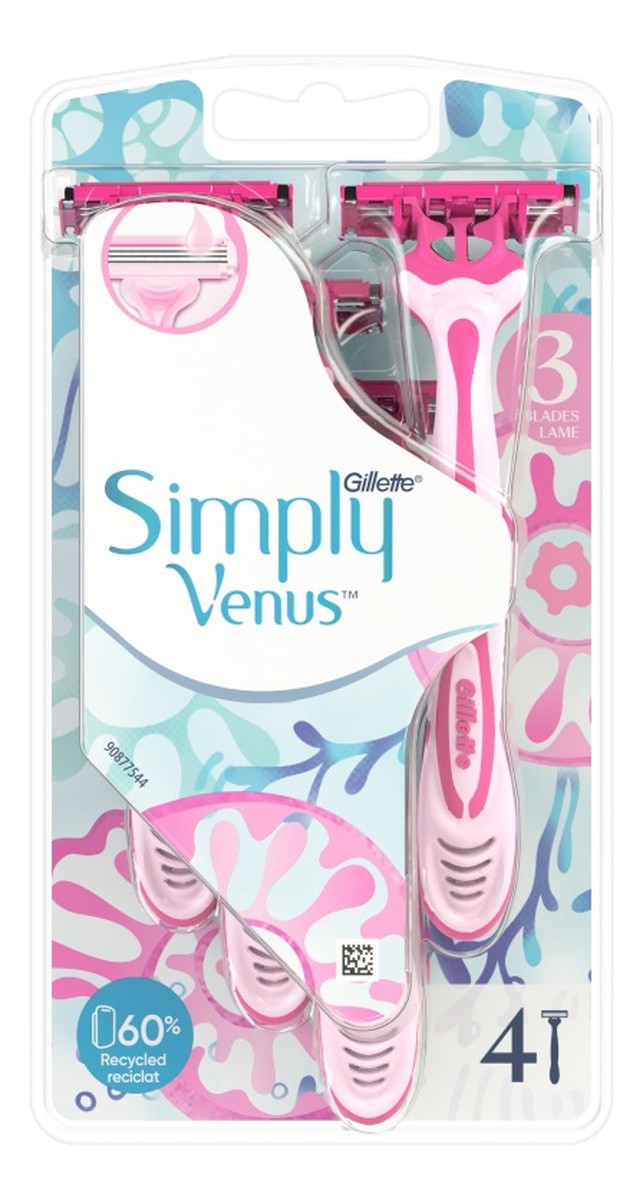 Simply venus 3 jednorazowe maszynki do golenia dla kobiet 4szt