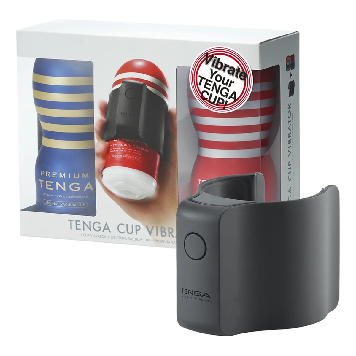 Tenga Cup Vibrator Zestaw cup vibrator wibrator kubkowy + original vacuum cup jednorazowy masturbator + premium vacuum cup jednorazowy masturbator