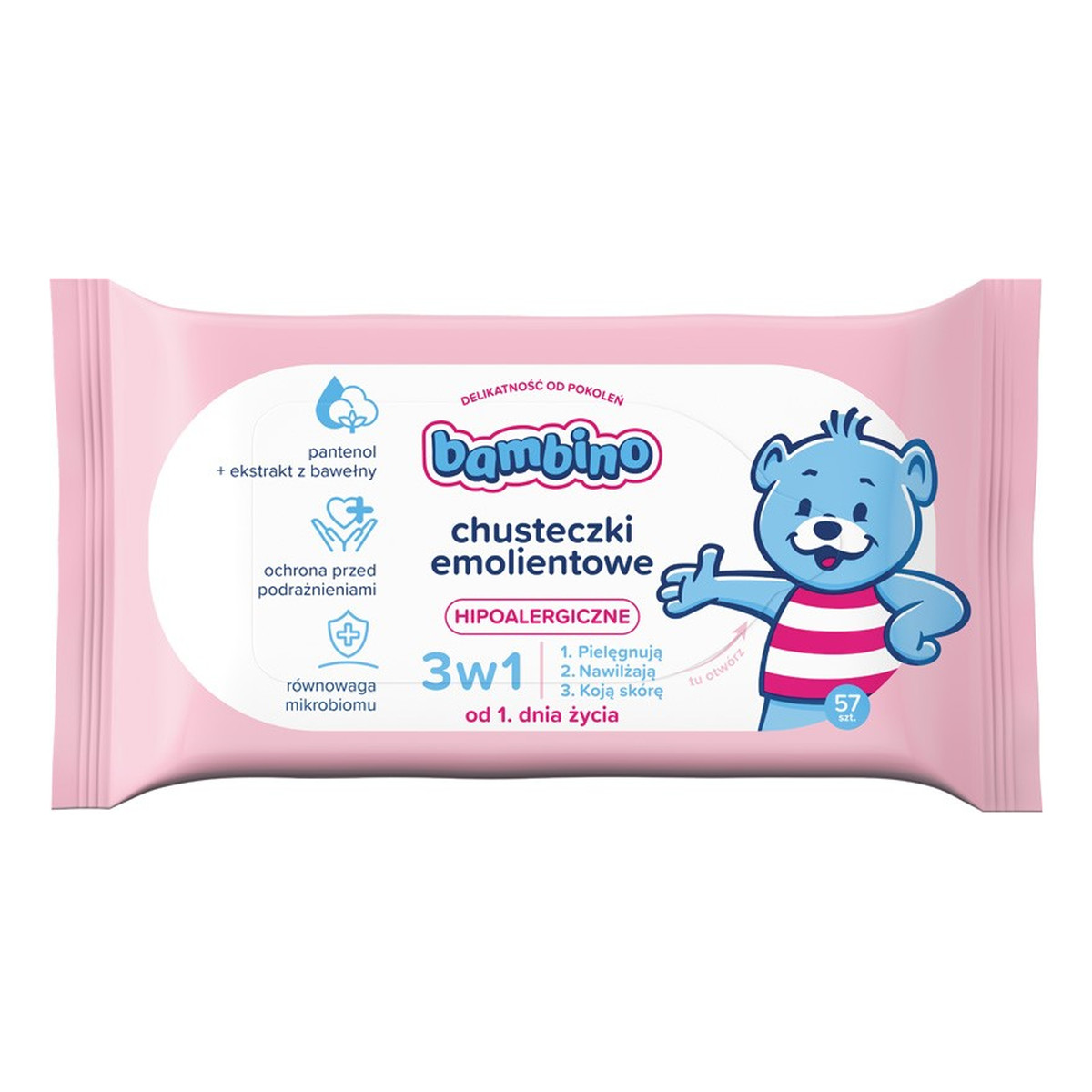 Bambino Bambino chusteczki emolientowe 3w1 hipoalergiczne 1 x 57 szt