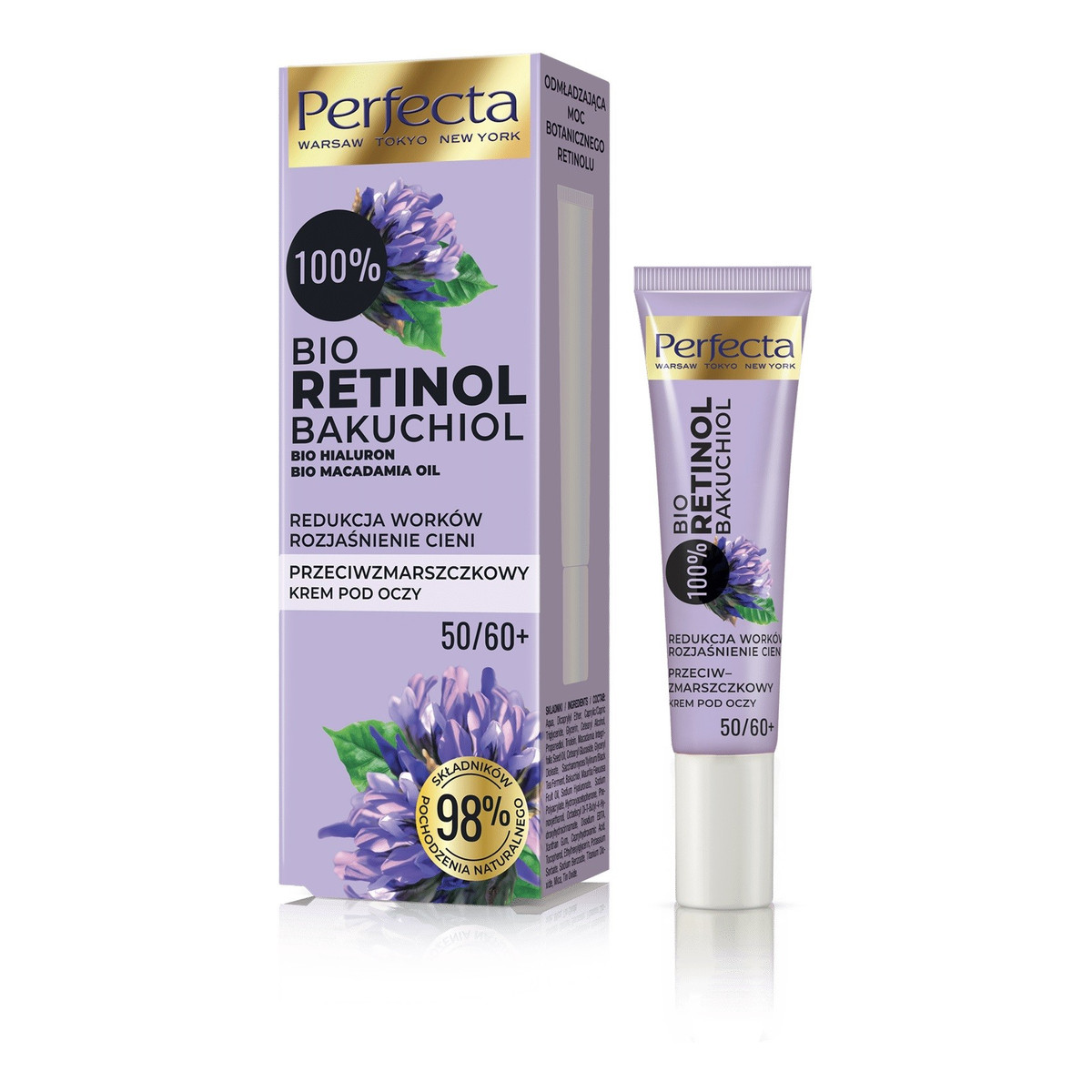Perfecta Bio Retinol Przeciwzmarszczkowy Krem pod oczy - rozświetlenie i redukcja cieni 50/60+ 15ml