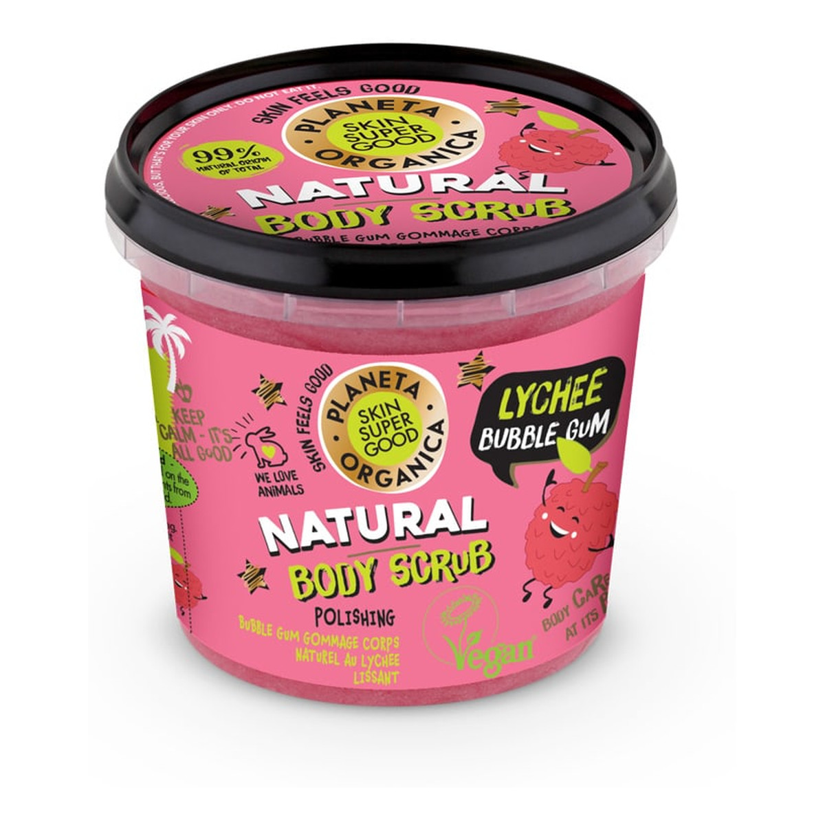 Planeta Organica Skin Super Good Naturalny scrub do ciała Lychee Bubble Gum 360ml